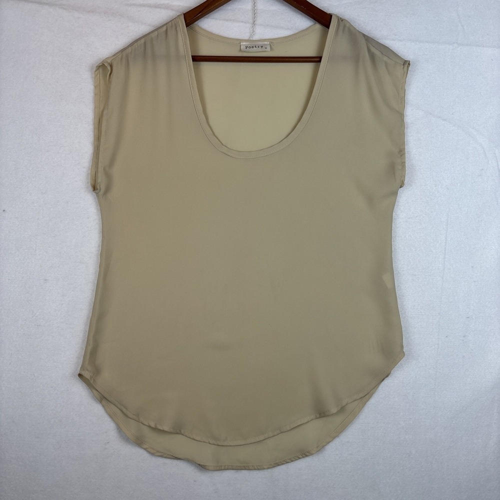 Poetry Sleeveless Loose Fit Top Size MEDIUM Beige Very Lightweight